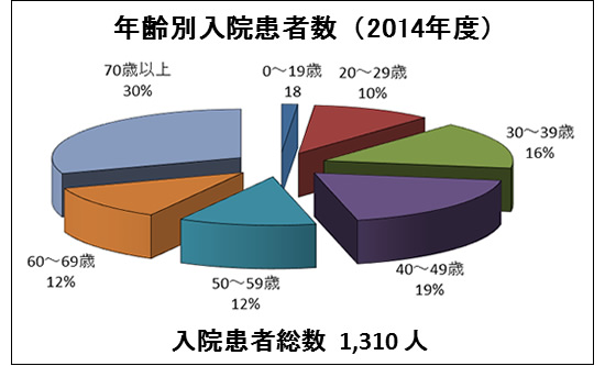 年齢別の入院患者割合(2014年度)